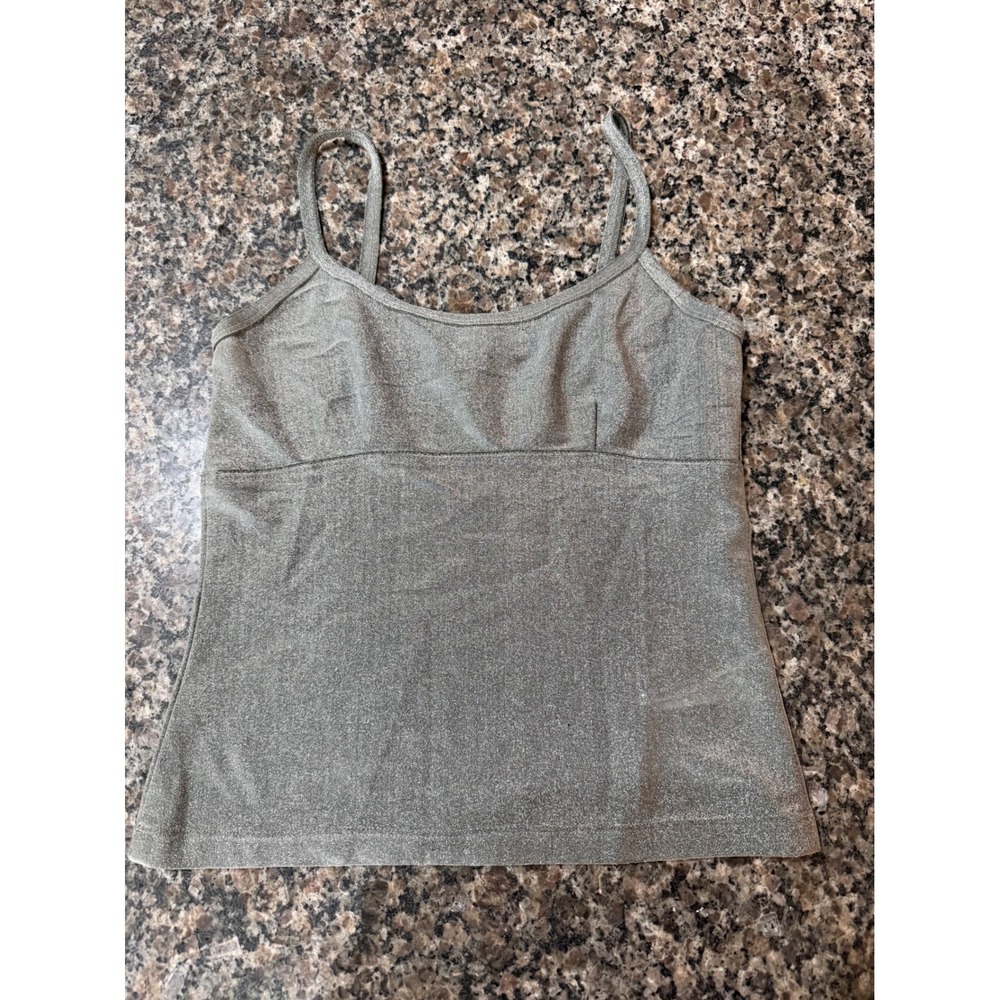 Vintage Bebe San Francisco Metallic Shimmer Camisole Top Sage Green Small USA